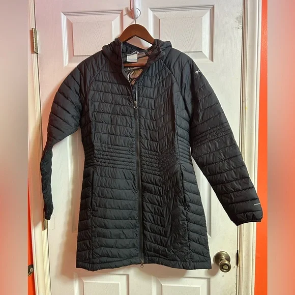 Columbia Women's Black Quilted Puffer Jacket, Size L pre owned - Picture 1 of 17
